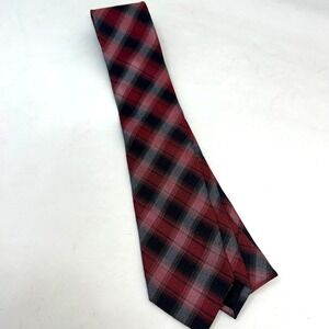 Calvin Klein Silk Viscose Men's Tie Lightweight Mulitcolor Red Black Plaid